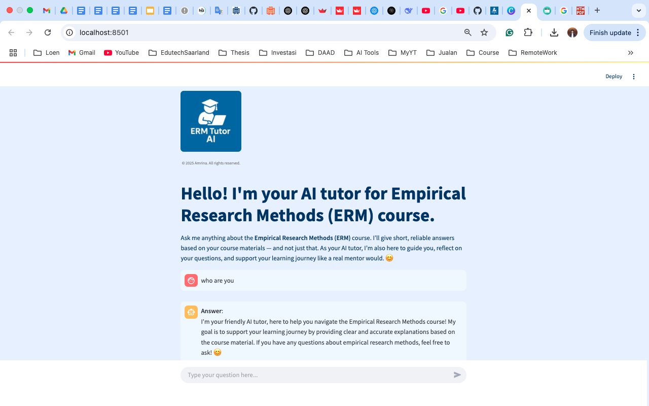 Screenshot of the ERM Tutor-AI chat interface
