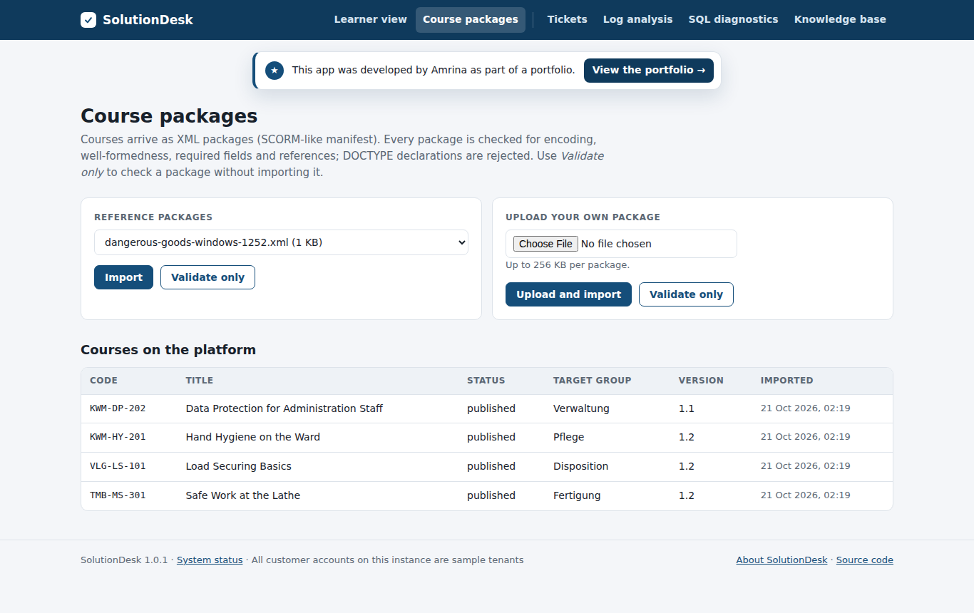 Course package import